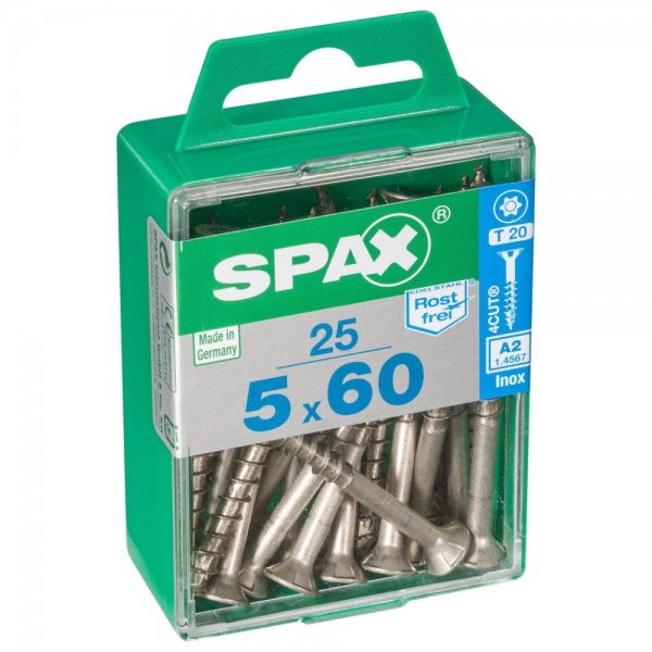 Spax Stainless 5 X 60 Countersunk Box 25
